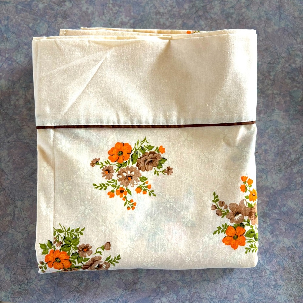 70's Floral Flat Double Bedsheet - Wabasso - Double Bed Sheet - 70's Bedding